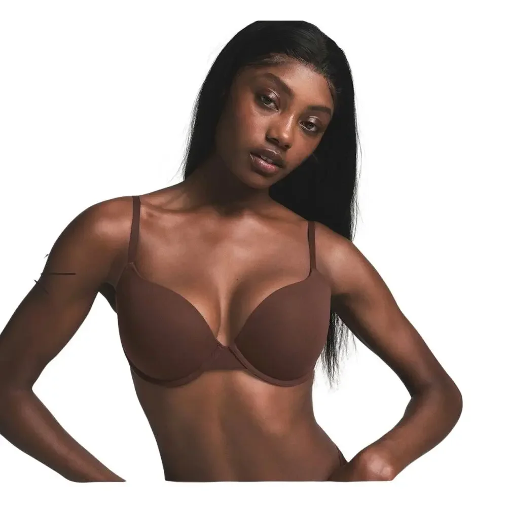 Lot (2) SKIMS Fit Everybody Push Up Bra 36D‎ Bronze Cocoa Neutral Demi EUC - Picture 3 of 9